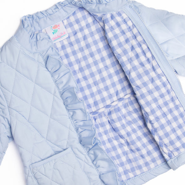 Quilted Ruffle Coat, Blue