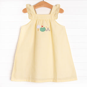 Fairway Fun Applique Dress, Yellow