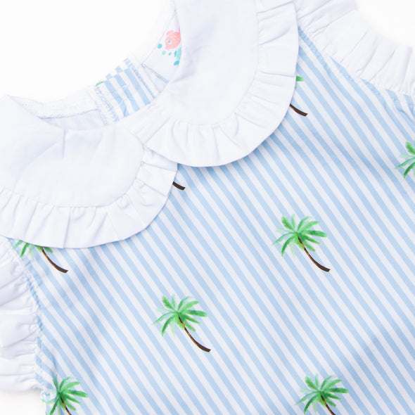 Palm Tree Paradise Dress, Blue
