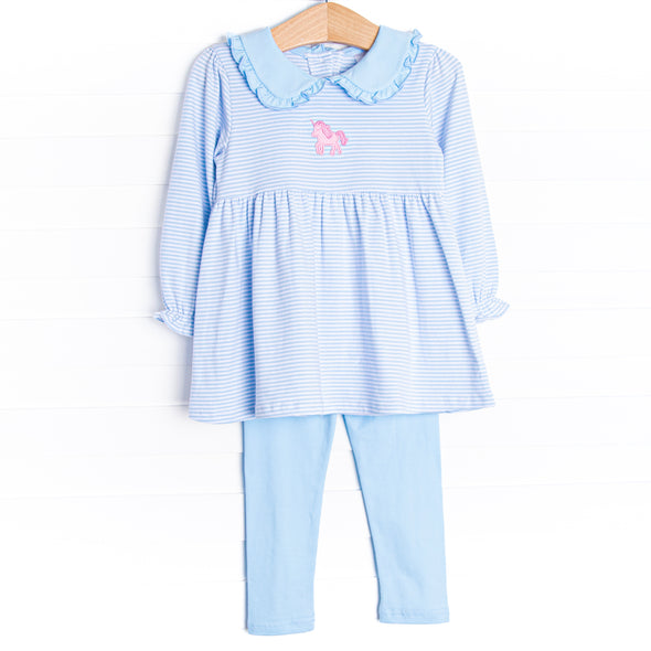 Party Pony Applique Legging Set, Blue