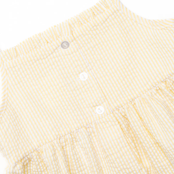 Whale's Tail Smocked Dress, Yellow Seersucker