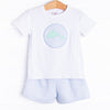 Dolphin Darling Applique Short Set, Blue