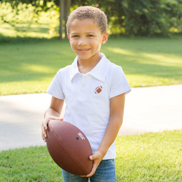 Touchdown Time Embroidered Polo, White
