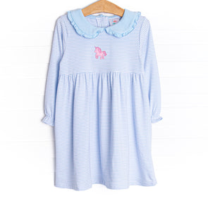 Party Pony Applique Dress, Blue
