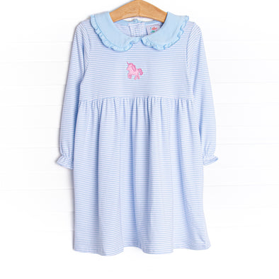 Party Pony Applique Dress, Blue