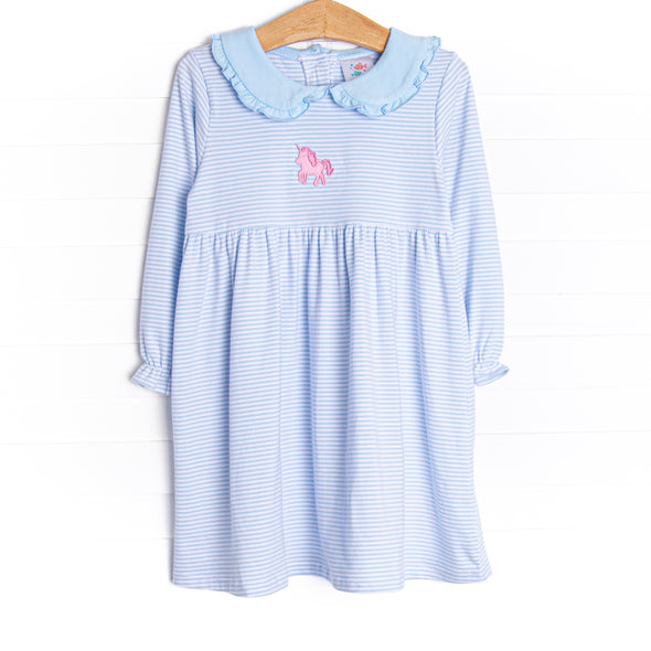 Party Pony Applique Dress, Blue