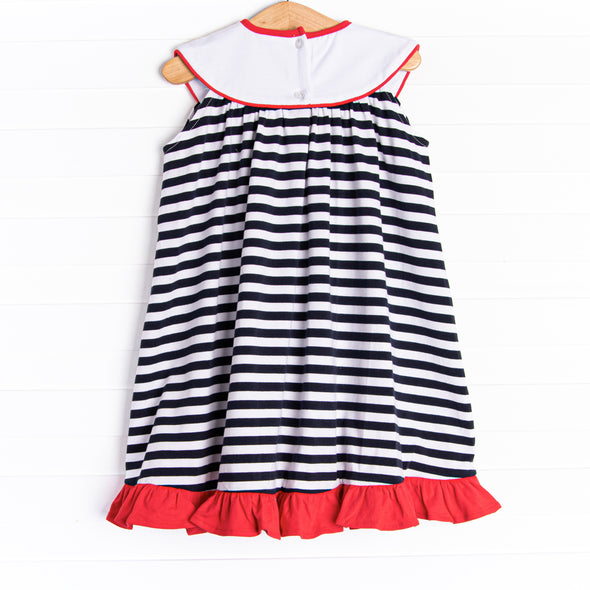 Star Spangled Shuffle Applique Dress, Navy
