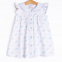 Watercolor Whales Dress, Blue