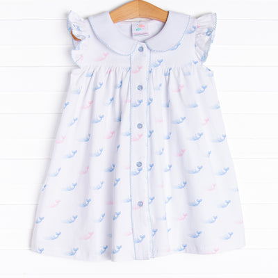 Watercolor Whales Dress, Blue