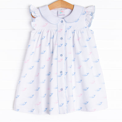 Watercolor Whales Dress, Blue