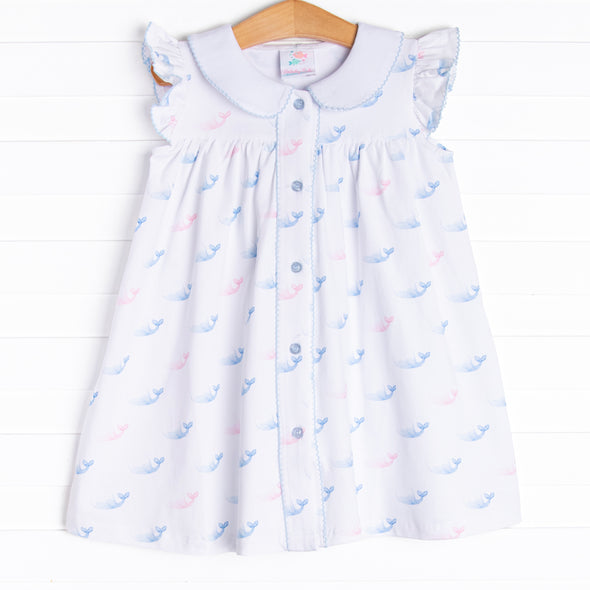 Watercolor Whales Dress, Blue