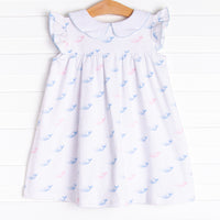 Watercolor Whales Dress, Blue