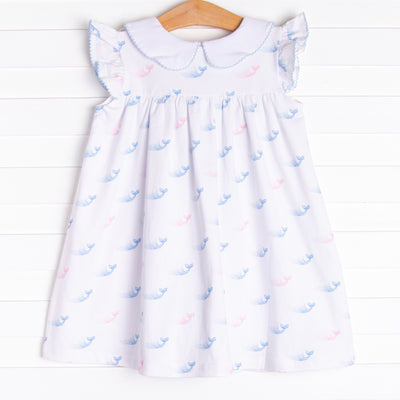 Watercolor Whales Dress, Blue