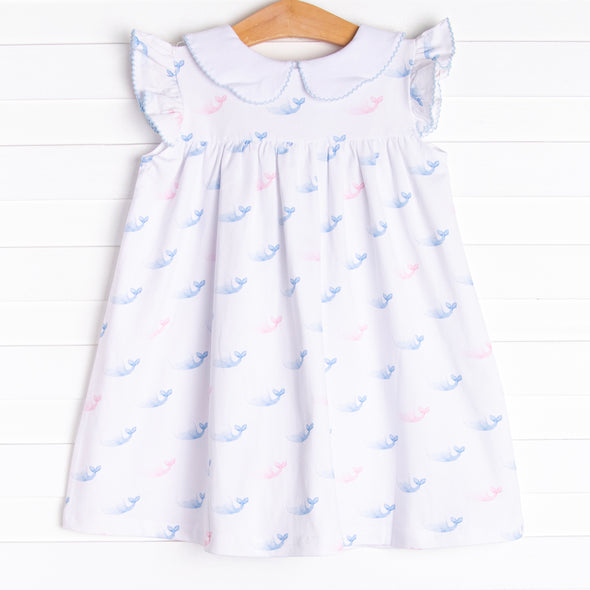 Watercolor Whales Dress, Blue