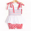 Patriotic Picnic Smocked Bloomer Set, Red