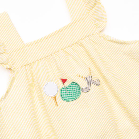 Fairway Fun Applique Dress, Yellow