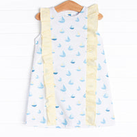 Sea Time Sails Ruffle Dress, Blue