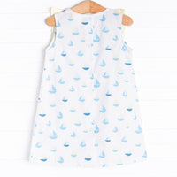 Sea Time Sails Ruffle Dress, Blue