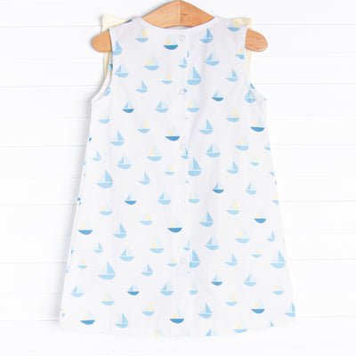 Sea Time Sails Ruffle Dress, Blue