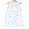 Sea Time Sails Ruffle Dress, Blue