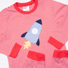 Rocketeer Ranger Applique Romper, Red Stripe