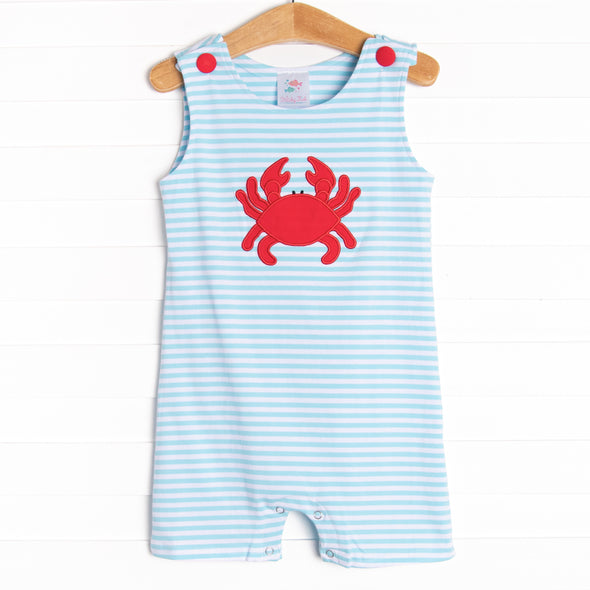 Cutest Crab Short Romper, Blue