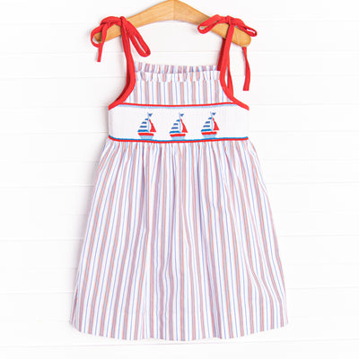 Summer and Sails Smocked Dress, Red