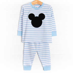 Mr. Mouse Applique Soft Set, Blue Stripe