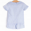 Simple Seersucker Short Set, Blue