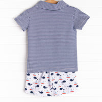 Oh Whale Short Set, Blue