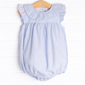 Simple Seersucker Ruffle Bubble, Blue