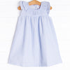 Simple Seersucker Ruffle Dress, Blue