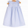 Simple Seersucker Ruffle Dress, Blue
