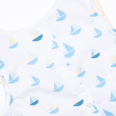 Sea Time Sails Ruffle Dress, Blue