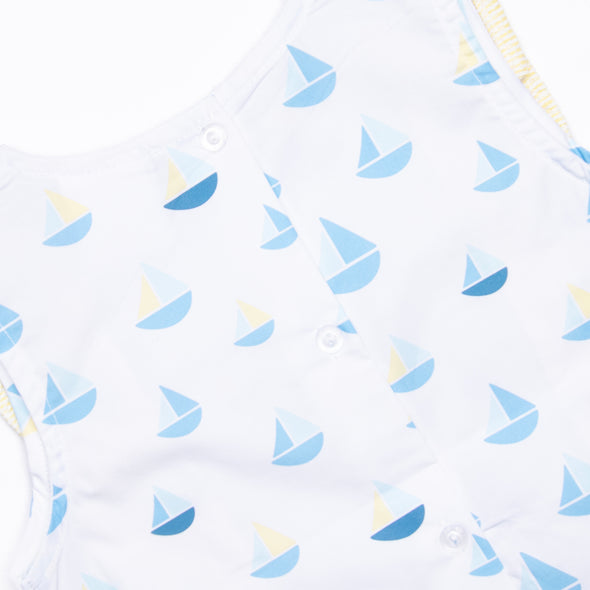 Sea Time Sails Ruffle Dress, Blue