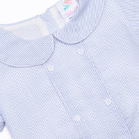 Simple Seersucker Short Set, Blue