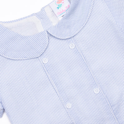 Simple Seersucker Short Set, Blue