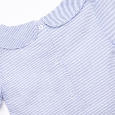 Simple Seersucker Short Set, Blue