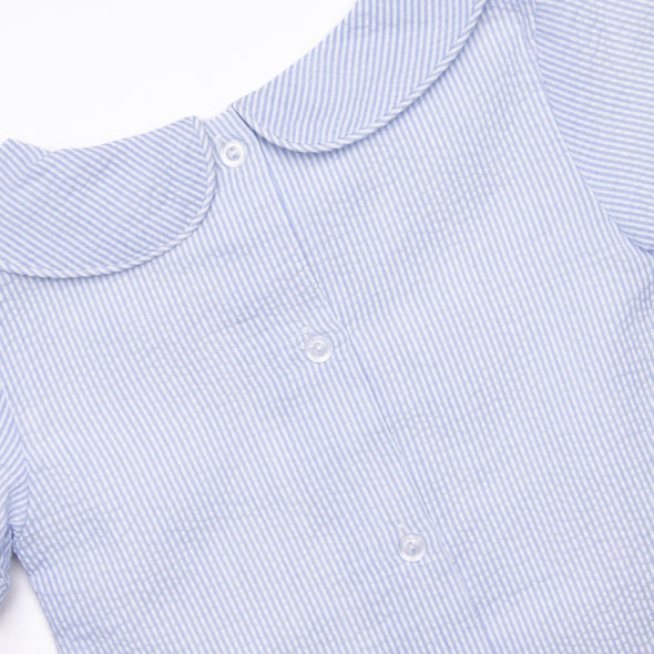 Simple Seersucker Short Set, Blue