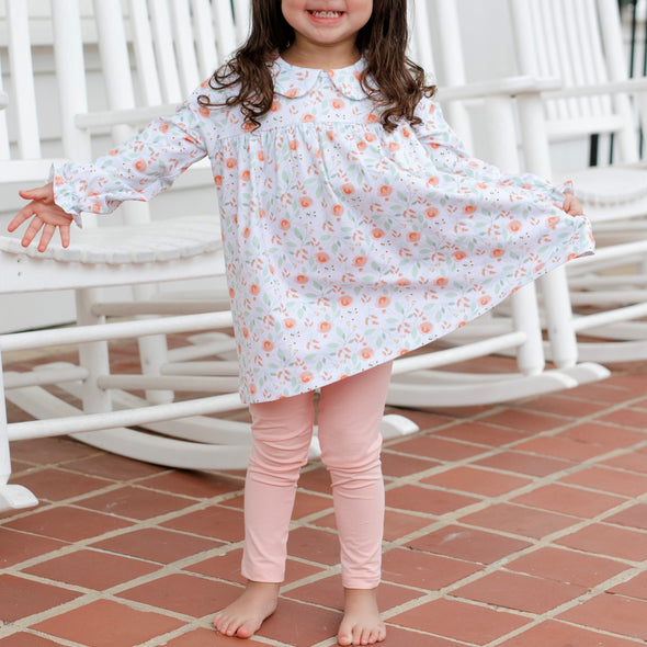Peachy Peony Legging Set, Orange