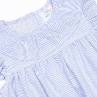 Simple Seersucker Ruffle Dress, Blue