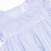 Simple Seersucker Ruffle Dress, Blue
