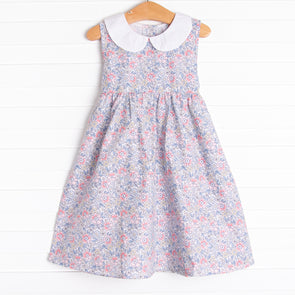 Felicity Florals Sleeveless Woven Dress, Blue