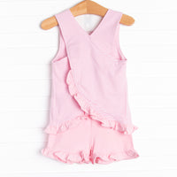Pink Paradise Applique Short Set, Pink