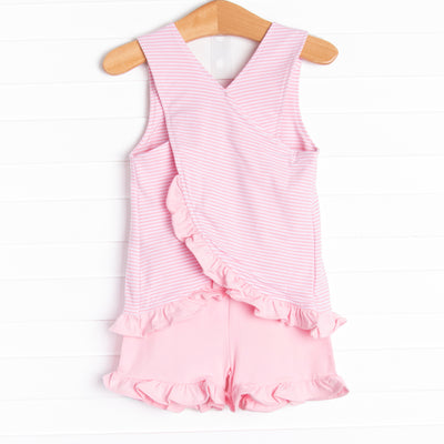Pink Paradise Applique Short Set, Pink