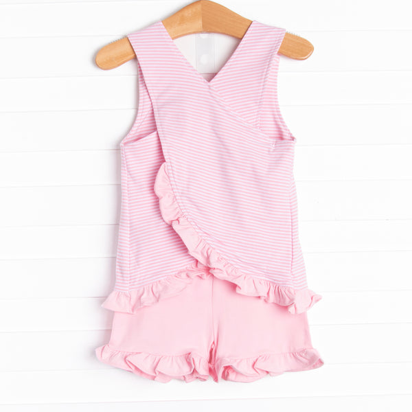Pink Paradise Applique Short Set, Pink