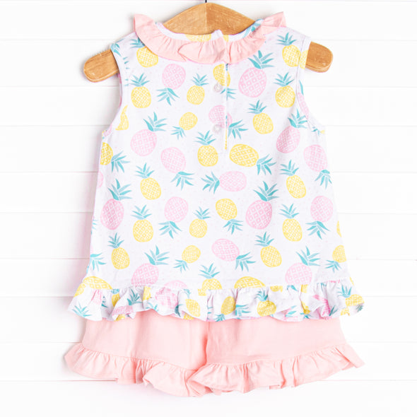 Tropical Breeze Ruffle Short Set, Pink