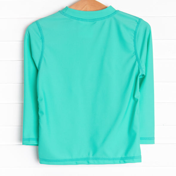 Teal Tides Long Sleeve Rash Guard, Green