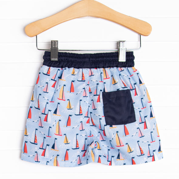 Sea Breeze and Sails Swim Trunks, Blue