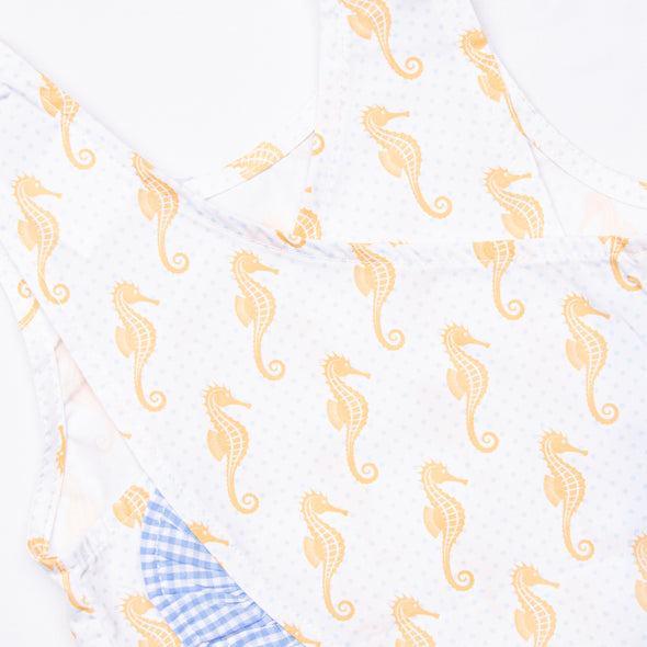 Saltwater Seahorse Ruffle Short Set, Blue